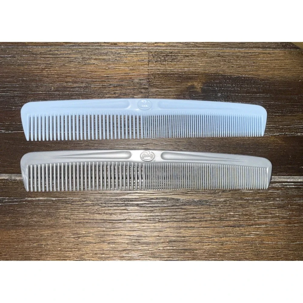 2 Vintage Goody Unbreakables Hair Combs Light Blue & Gray 7 In Comb